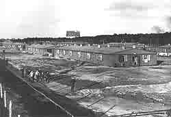 Photograph shows a prisoner of war camp in Nazi Germany.
