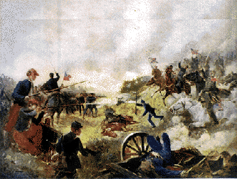 A Currier and Ives lithograph of First Manassas. Library of Congress. Click to see a larger image.